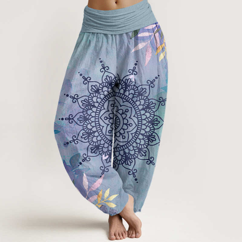 Buddha Stonesカジュアル マンダラ柄 レディース ハーレムパンツ - ライトスチールブルー - US22、 UK/AU26、 EU54 (6XL) - image 5