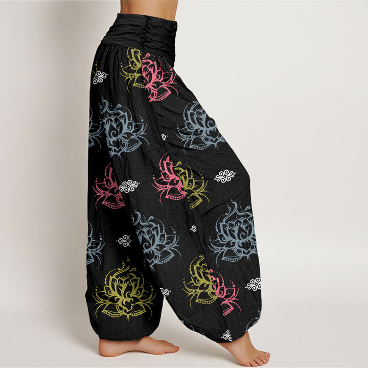 Buddha Stonesカジュアル各種カラー蓮の花柄レディースハーレムパンツ - image 3