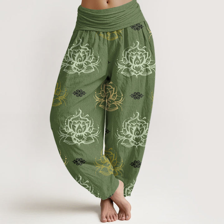Buddha Stonesカジュアル各種カラー蓮の花柄レディースハーレムパンツ - オリーブドラブ - US22、 UK/AU26、 EU54 (6XL) - image 5
