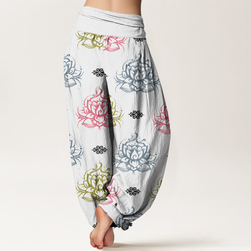 Buddha Stonesカジュアル各種カラー蓮の花柄レディースハーレムパンツ - image 9