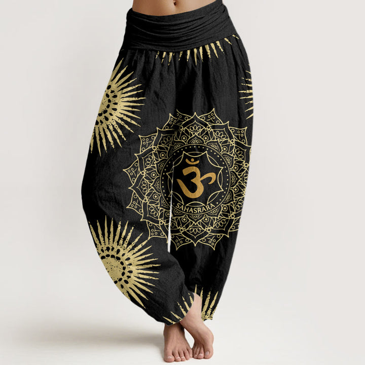 Buddha Stonesカジュアル マンダラ オムシンボル 太陽柄 レディース ハーレムパンツ - 黒 - US22、 UK/AU26、 EU54 (6XL) - image 1