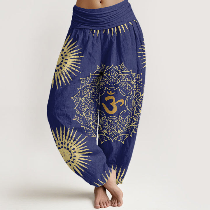 Buddha Stonesカジュアル マンダラ オムシンボル 太陽柄 レディース ハーレムパンツ - ダークブルー - US22、 UK/AU26、 EU54 (6XL) - image 5
