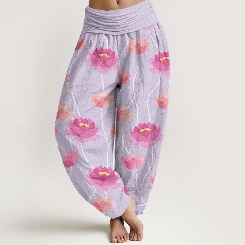 Buddha Stonesカジュアル 蓮の花柄 レディース ハーレムパンツ - ラベンダー - US22、 UK/AU26、 EU54 (6XL) - image 1