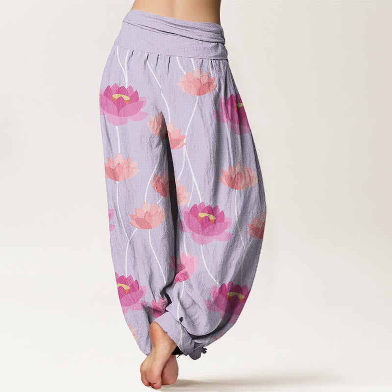 Buddha Stonesカジュアル 蓮の花柄 レディース ハーレムパンツ - image 2