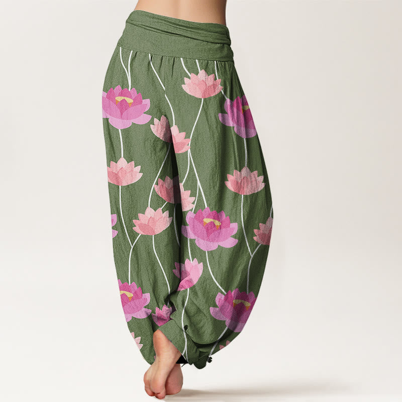 Buddha Stonesカジュアル 蓮の花柄 レディース ハーレムパンツ - image 6