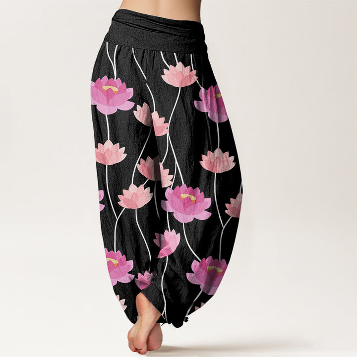 Buddha Stonesカジュアル 蓮の花柄 レディース ハーレムパンツ - image 9