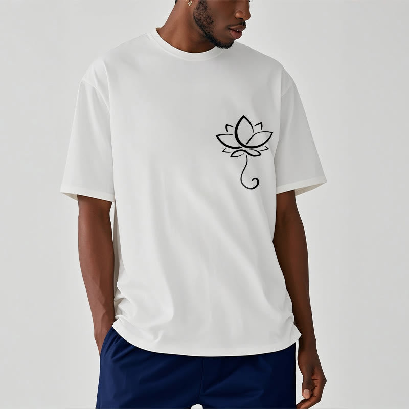 Buddha Stonesカジュアル 無地 蓮の花柄 Tシャツ - image 9