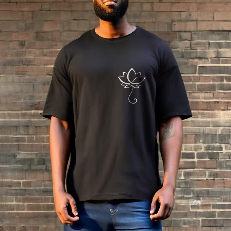 Buddha Stonesカジュアル 無地 蓮の花柄 Tシャツ - image 6