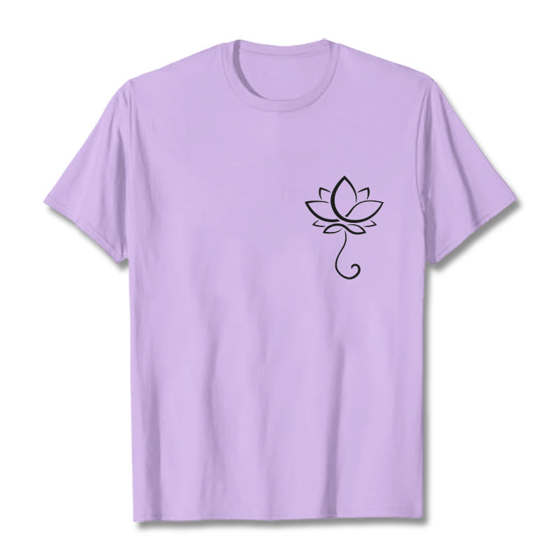 Buddha Stonesカジュアル 無地 蓮の花柄 Tシャツ - 梅 - 2XL - image 17