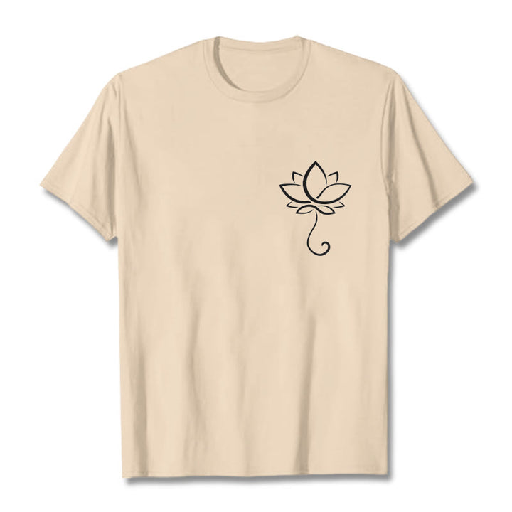 Buddha Stonesカジュアル 無地 蓮の花柄 Tシャツ - ビスク - 2XL - image 11