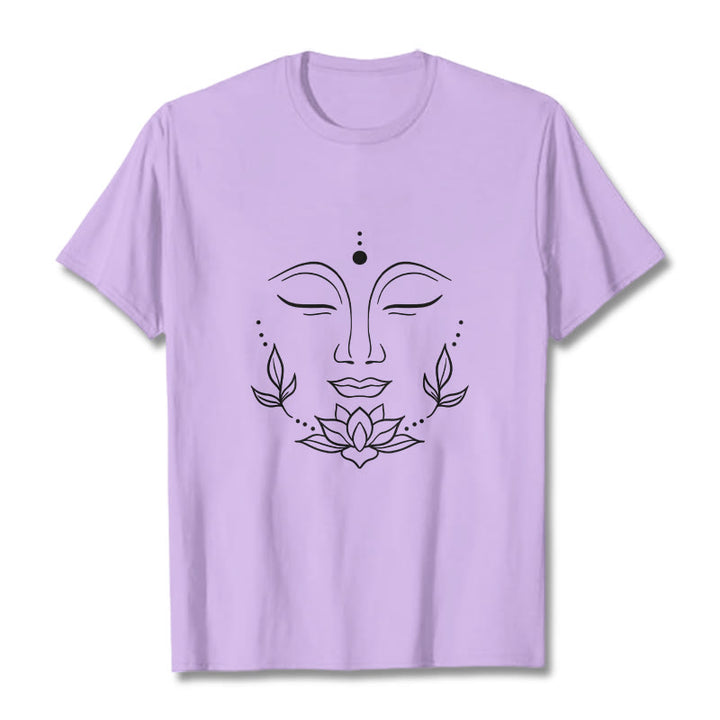 Buddha Stonesカジュアル 仏陀の顔 蓮の花柄 Tシャツ - 梅 - 2XL - image 17
