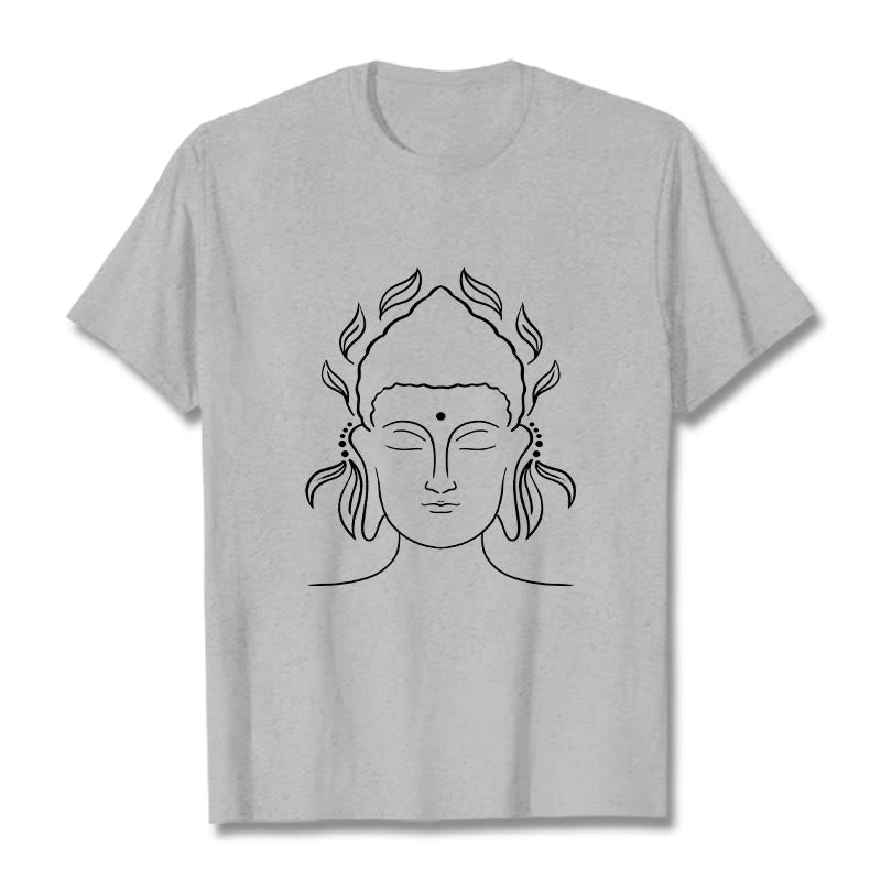 Buddha Stonesカジュアル ブッダ アウトライン 蓮の花びら柄 Tシャツ - ライトグレー - 2XL - image 20