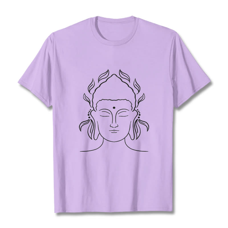 Buddha Stonesカジュアル ブッダ アウトライン 蓮の花びら柄 Tシャツ - 梅 - 2XL - image 17