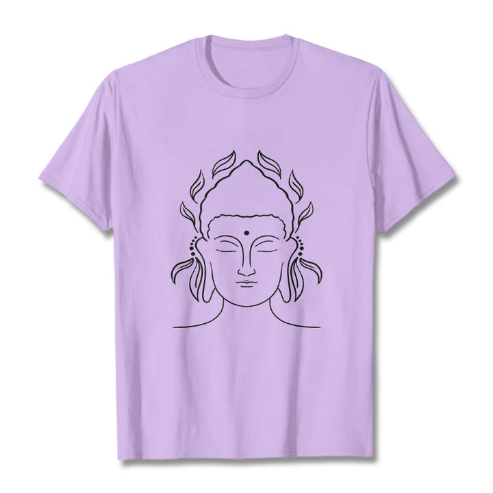 Buddha Stonesカジュアル ブッダ アウトライン 蓮の花びら柄 Tシャツ - 梅 - 2XL - image 17