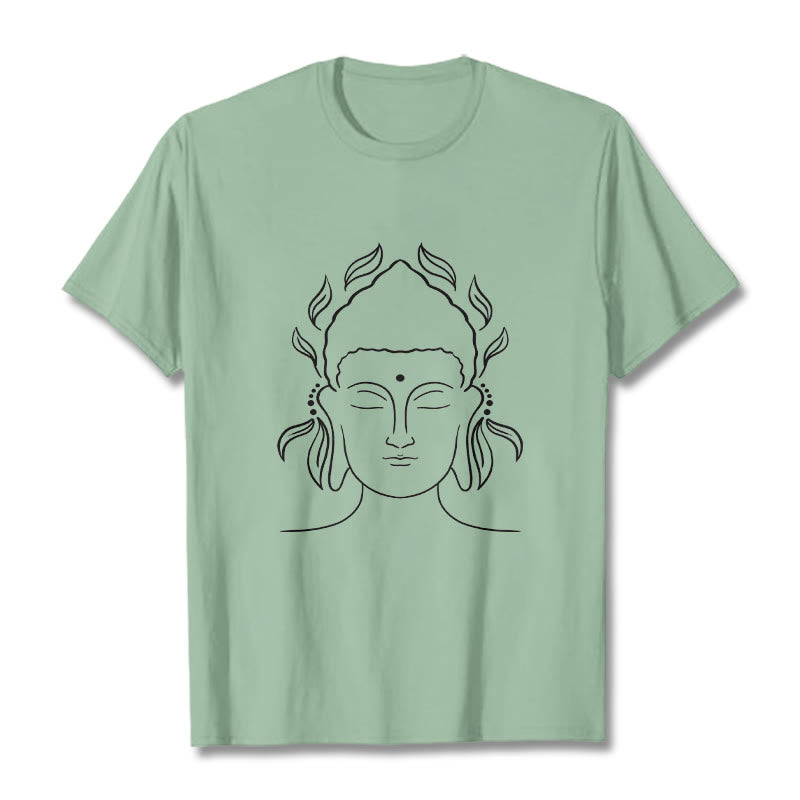 Buddha Stonesカジュアル ブッダ アウトライン 蓮の花びら柄 Tシャツ - ペールグリーン - 2XL - image 15