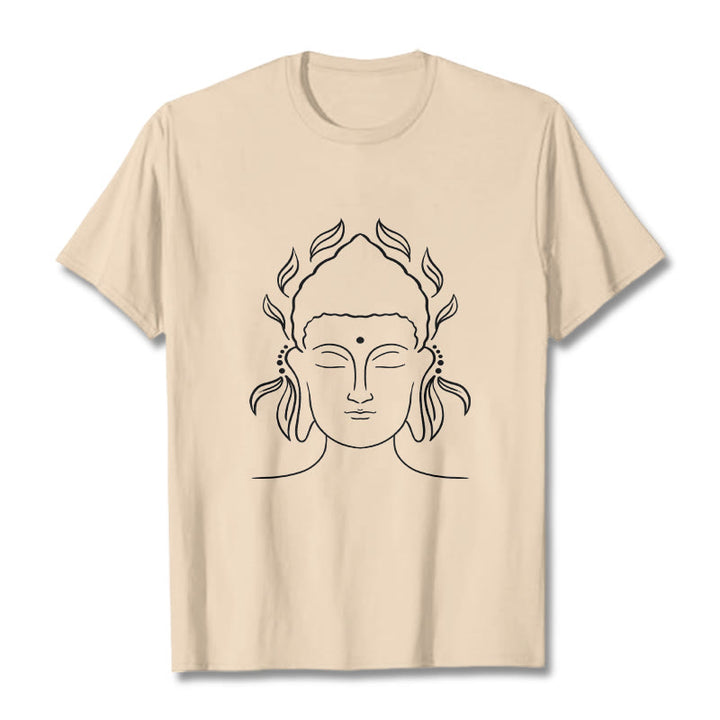 Buddha Stonesカジュアル ブッダ アウトライン 蓮の花びら柄 Tシャツ - ビスク - 2XL - image 9