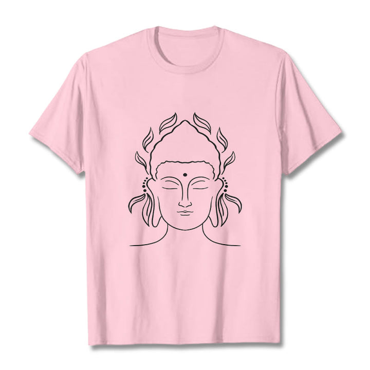 Buddha Stonesカジュアル ブッダ アウトライン 蓮の花びら柄 Tシャツ - ライトピンク - 2XL - image 13
