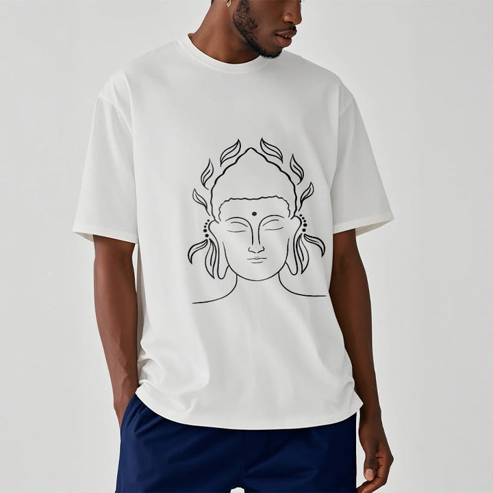 Buddha Stonesカジュアル ブッダ アウトライン 蓮の花びら柄 Tシャツ - image 7