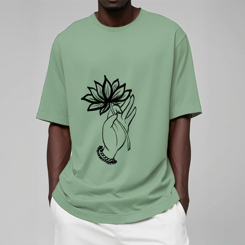 Buddha Stonesと蓮の花柄コットンTシャツ - image 16