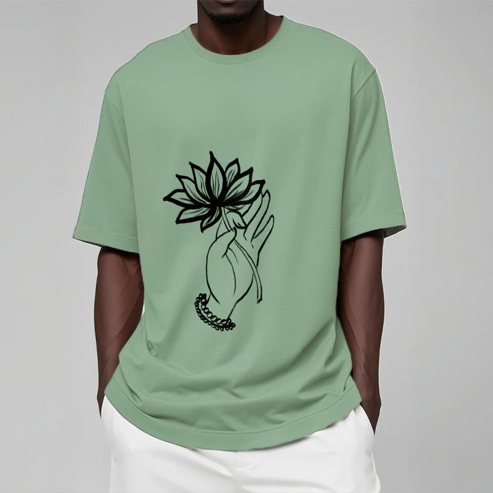 Buddha Stonesと蓮の花柄コットンTシャツ - image 16