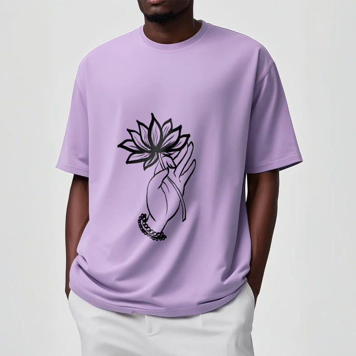 Buddha Stonesと蓮の花柄コットンTシャツ - image 18
