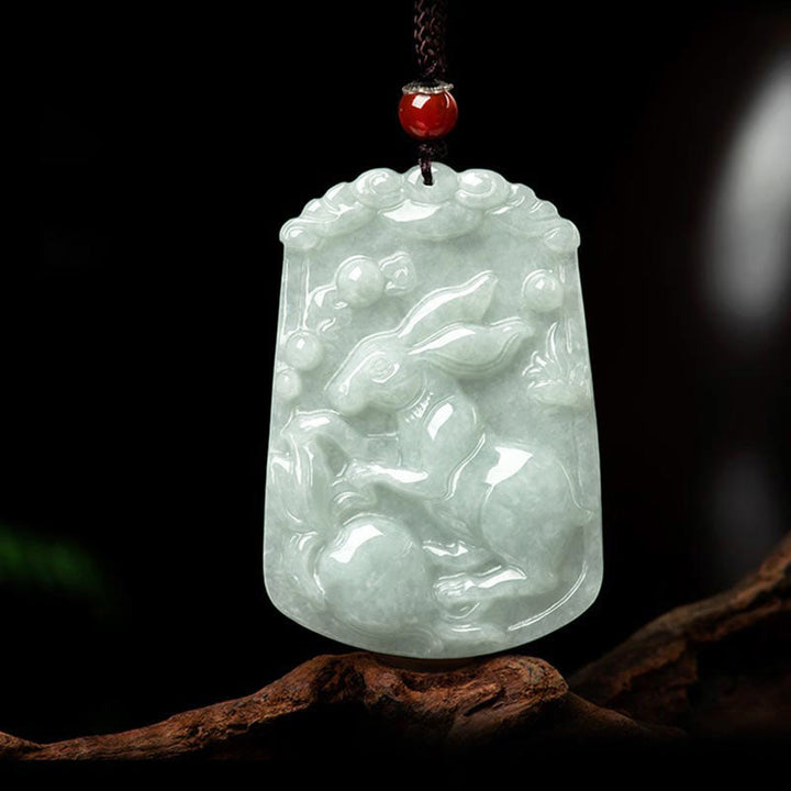 Buddha Stones天然翡翠12星座の豊穣のお守りペンダントネックレス - うさぎ - image 16