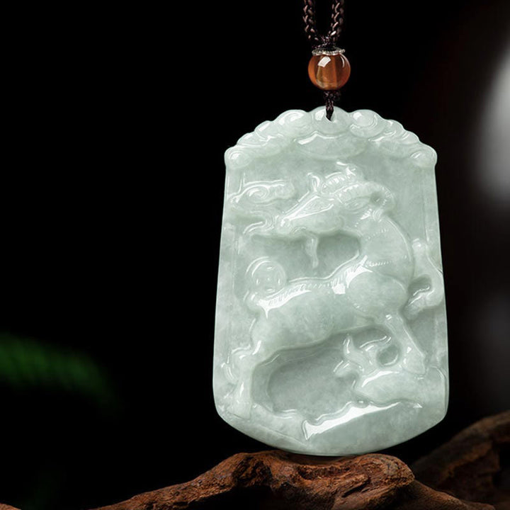 Buddha Stones天然翡翠12星座の豊穣のお守りペンダントネックレス - ヤギ - image 21