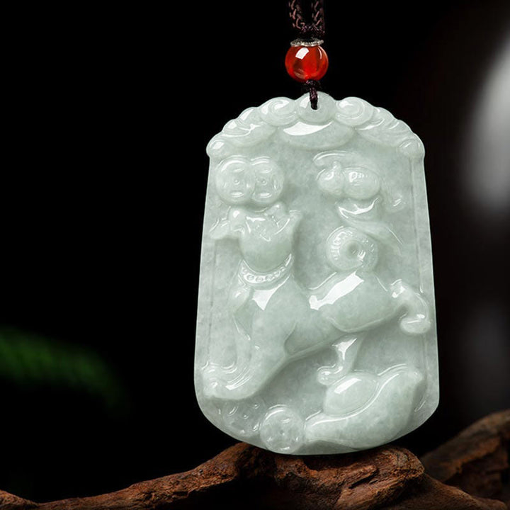 Buddha Stones天然翡翠12星座の豊穣のお守りペンダントネックレス - 犬 - image 24