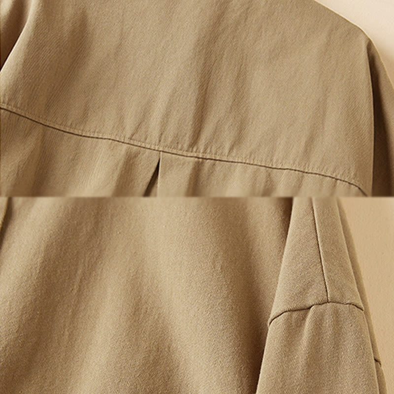 Buddha Stones秋 不規則なデザイン 長袖 レディース コットンリネン ラペルジャケット ポケット付き - image 6