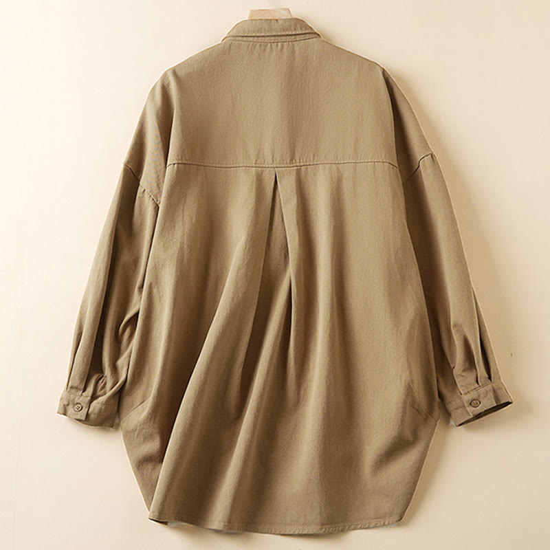 Buddha Stones秋 不規則なデザイン 長袖 レディース コットンリネン ラペルジャケット ポケット付き - image 2