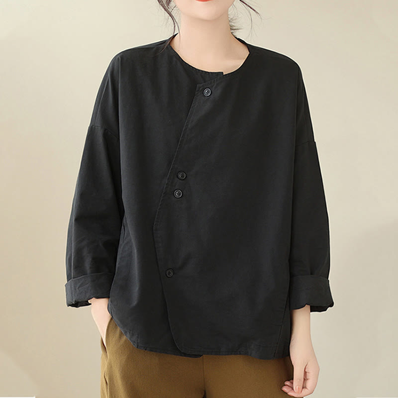 Buddha Stones春 無地 アシンメトリーデザイン 長袖 レディース コットンリネン ジャケット ポケット付き - image 23