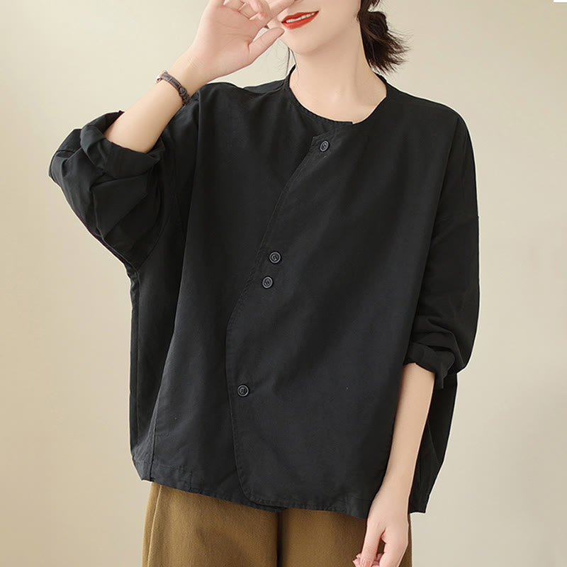 Buddha Stones春 無地 アシンメトリーデザイン 長袖 レディース コットンリネン ジャケット ポケット付き - image 21