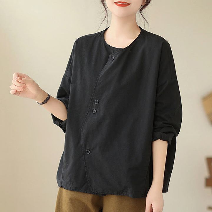 Buddha Stones春 無地 アシンメトリーデザイン 長袖 レディース コットンリネン ジャケット ポケット付き - image 21