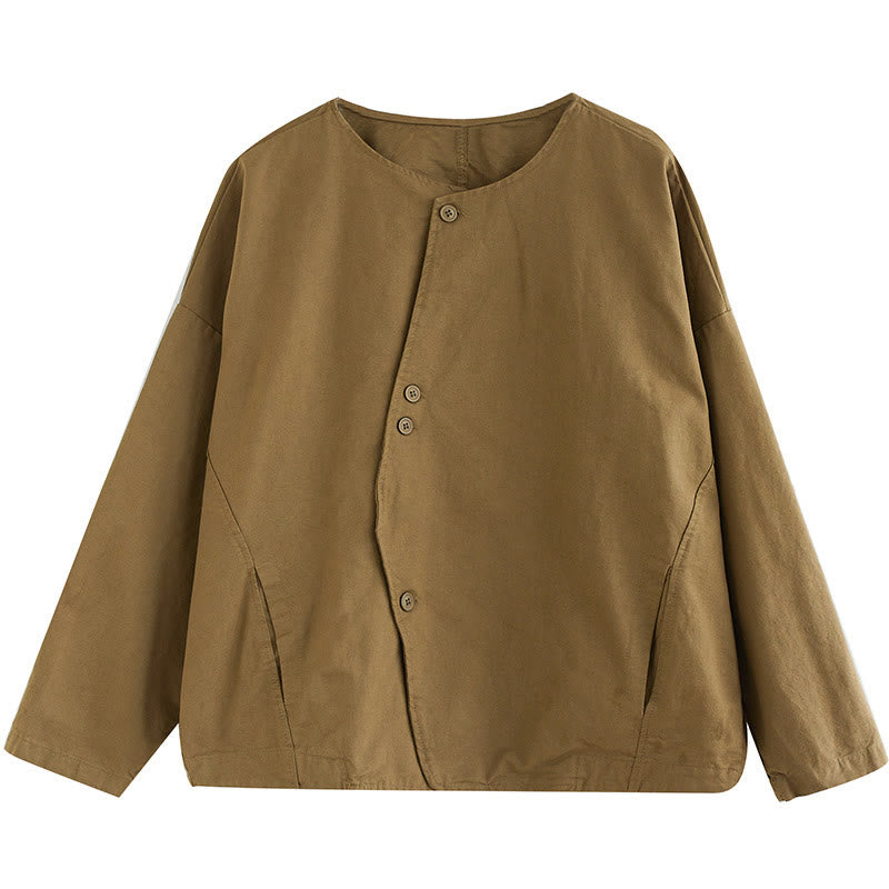 Buddha Stones春 無地 アシンメトリーデザイン 長袖 レディース コットンリネン ジャケット ポケット付き - image 11