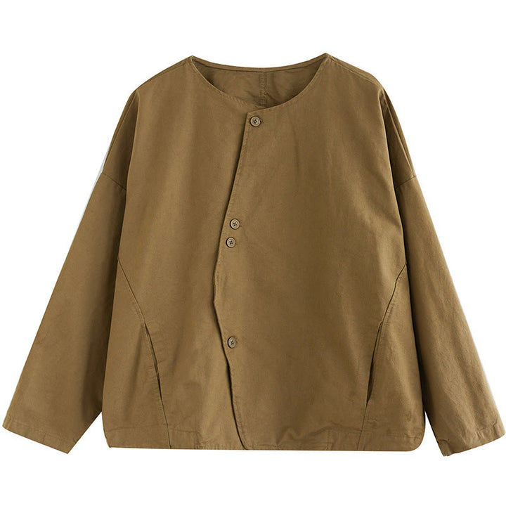 Buddha Stones春 無地 アシンメトリーデザイン 長袖 レディース コットンリネン ジャケット ポケット付き - image 11