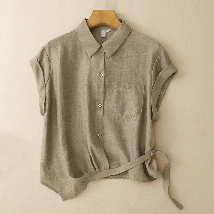 Buddha Stones半袖シャツ 7-8丈スカート ポケット付き コットンリネン レディース セット 2点セット - image 3