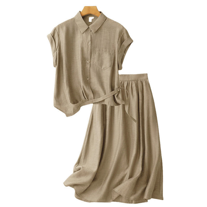 Buddha Stones半袖シャツ 7-8丈スカート ポケット付き コットンリネン レディース セット 2点セット - image 14