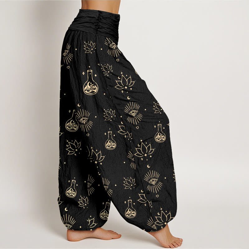 Buddha Stonesカジュアル ロータス ホルスの目柄 レディース 伸縮性ウエスト ハーレムパンツ - image 2