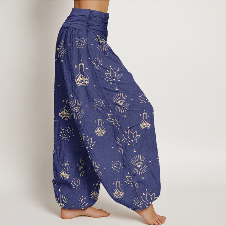 Buddha Stonesカジュアル ロータス ホルスの目柄 レディース 伸縮性ウエスト ハーレムパンツ - image 6