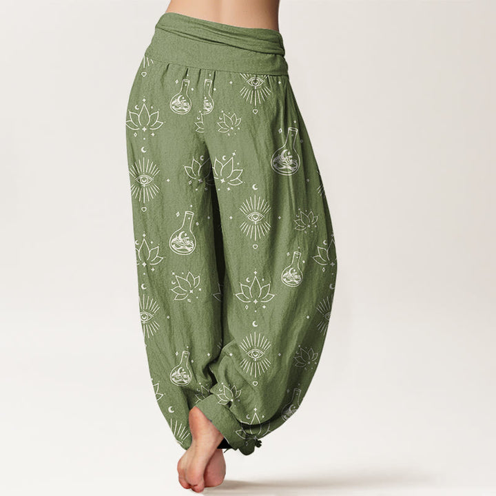 Buddha Stonesカジュアル ロータス ホルスの目柄 レディース 伸縮性ウエスト ハーレムパンツ - image 10