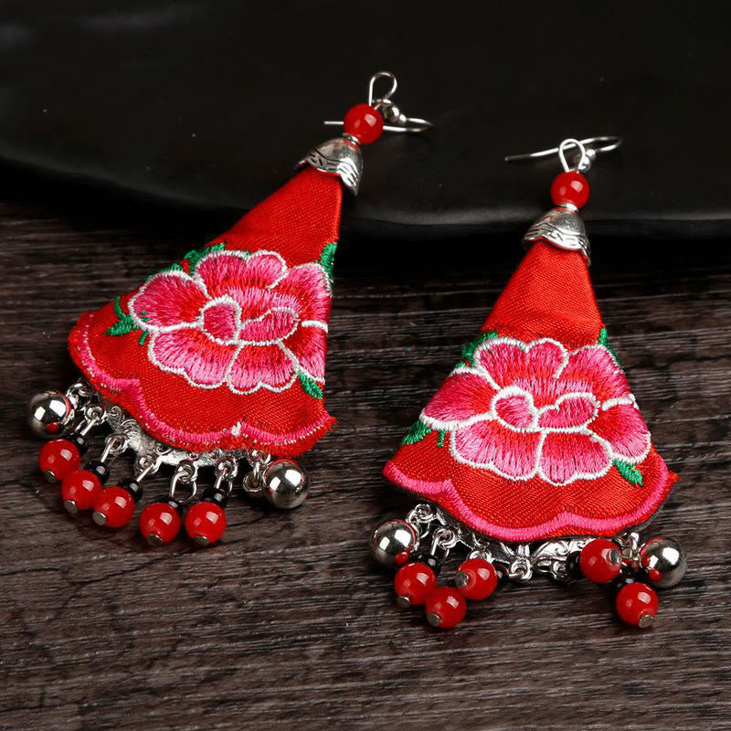 Buddha Stonesハンドメイドのイ族刺繍フラワーハーモニーイヤリング - image 5