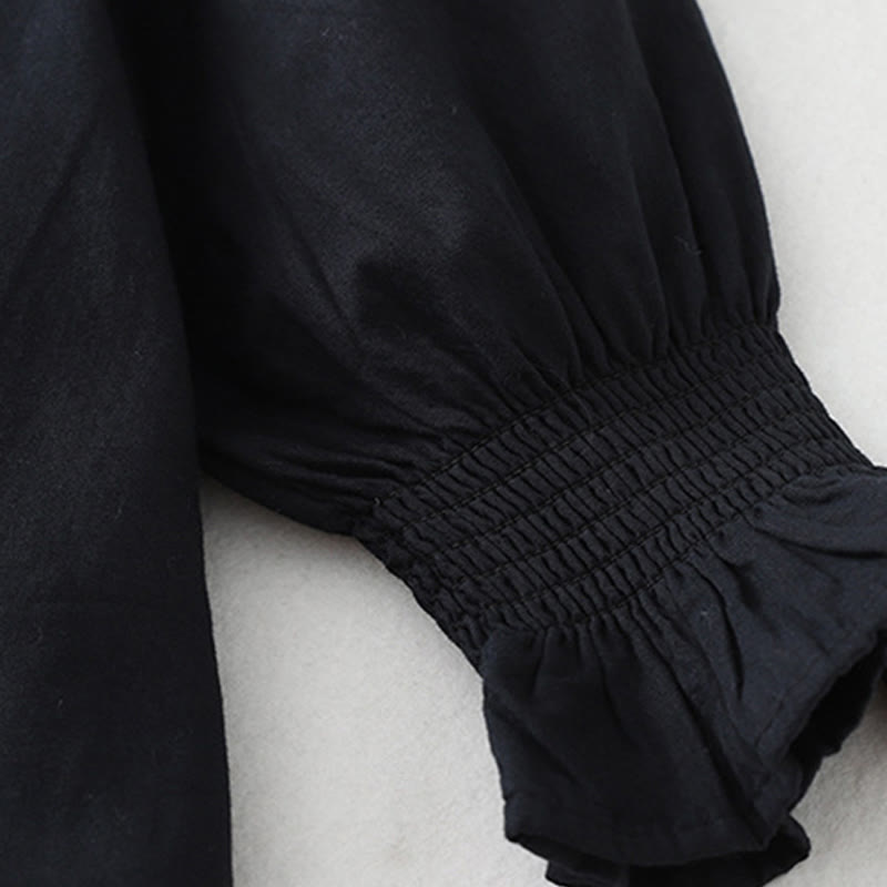Buddha Stonesのフリルレースパッチワークデザインパフ長袖コットンミディドレス（ポケット付き） - image 14