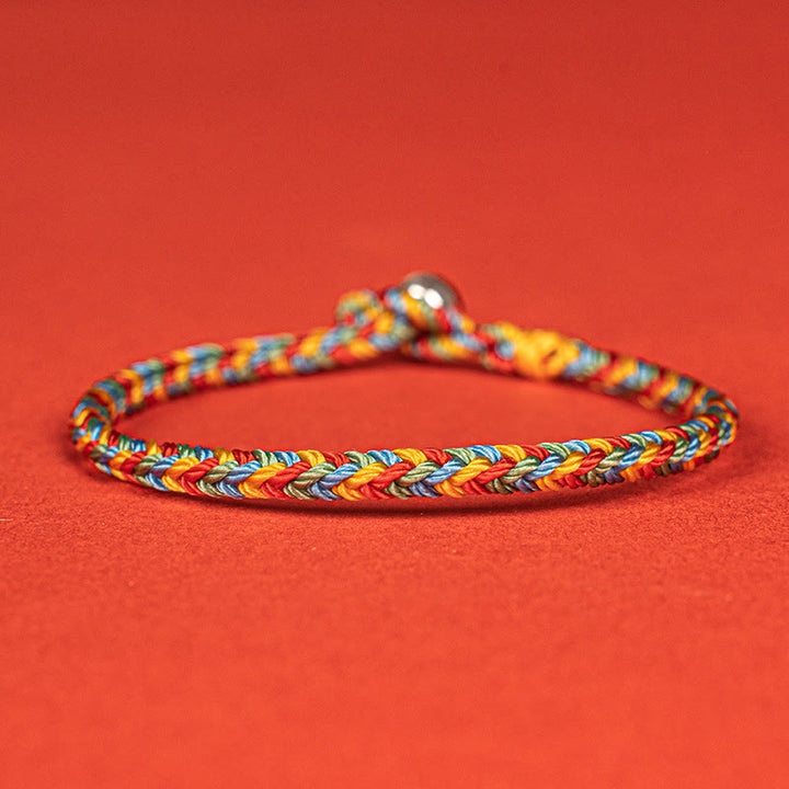 Buddha Stones925 スターリングシルバー 8スレッド ピースノット カラフルロープ 幸運の編み込みブレスレット - 925スターリングシルバー（手首周り：19cm） - image 1