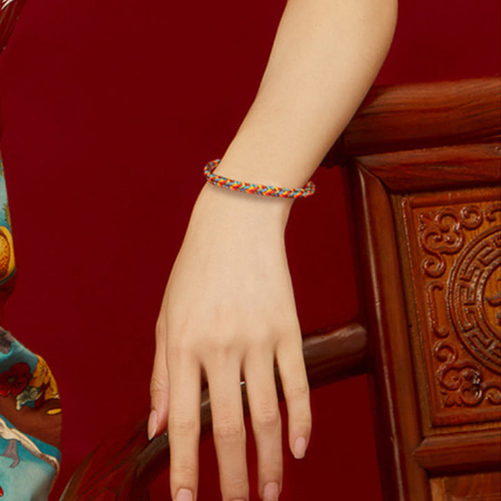 Buddha Stones925 スターリングシルバー 8スレッド ピースノット カラフルロープ 幸運の編み込みブレスレット - image 12