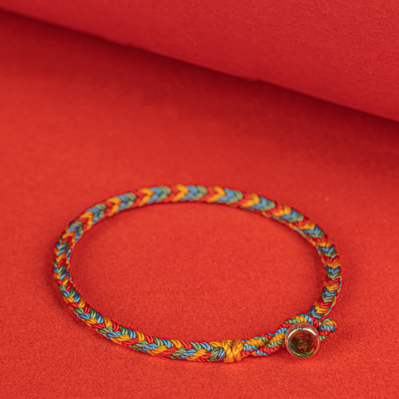 Buddha Stones925 スターリングシルバー 8スレッド ピースノット カラフルロープ 幸運の編み込みブレスレット - image 2