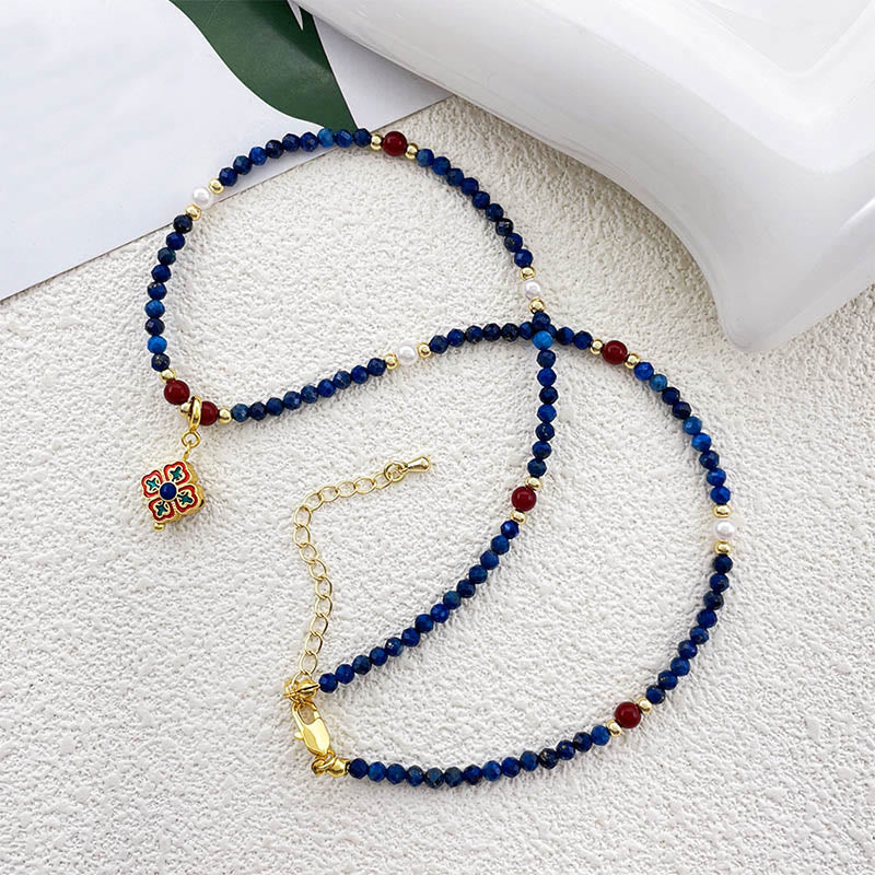 Buddha Stonesラズライト ラピスラズリ パール ポジティブネックレス ペンダント - image 3