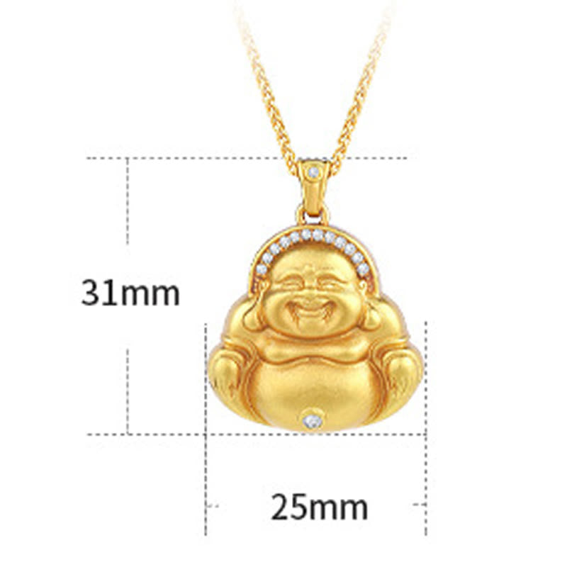 Buddha Stones銅製笑う仏陀模様の幸せネックレスペンダント - image 7