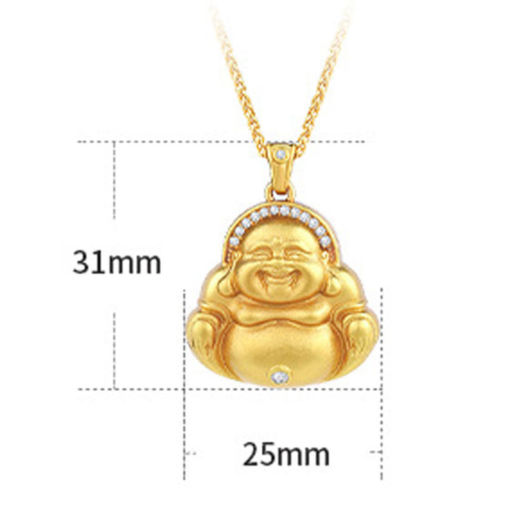 Buddha Stones銅製笑う仏陀模様の幸せネックレスペンダント - image 7