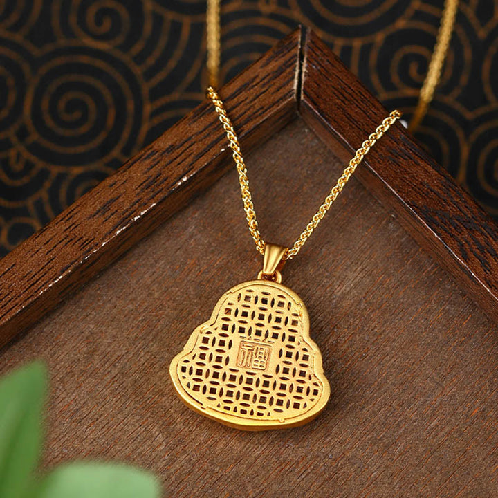 Buddha Stones銅製笑う仏陀模様の幸せネックレスペンダント - image 3