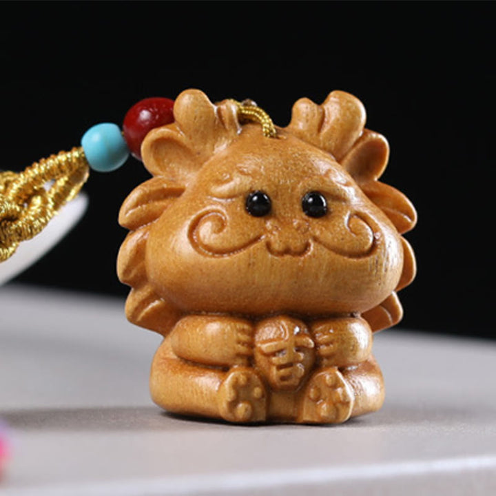 Buddha Stones白檀 12星座の良縁祈願カラフル タッセル アクセサリー キーホルダー - ドラゴン - image 1
